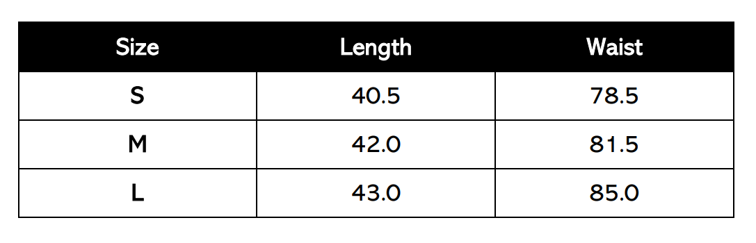 Size Chart (in cm)