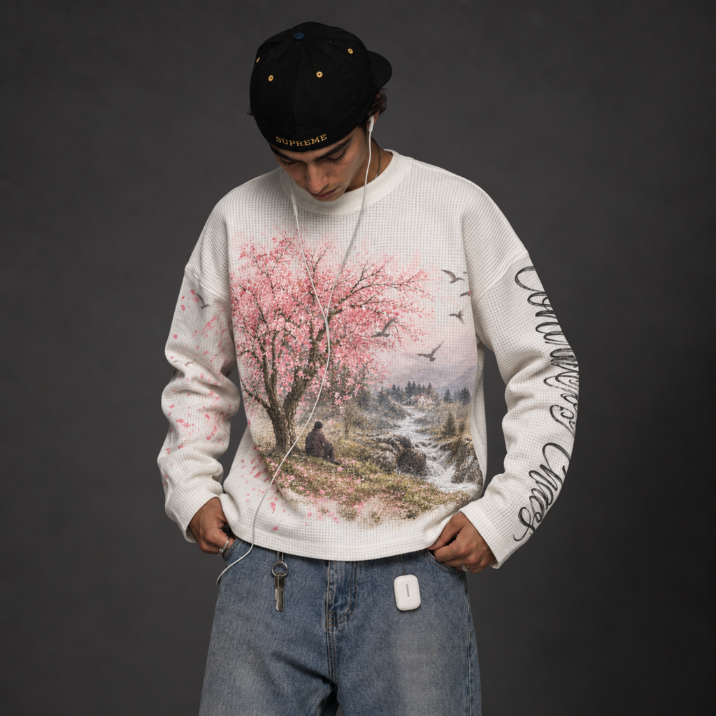 SAKURA DREAMSCAPE WAFFLE SWEATSHIRT