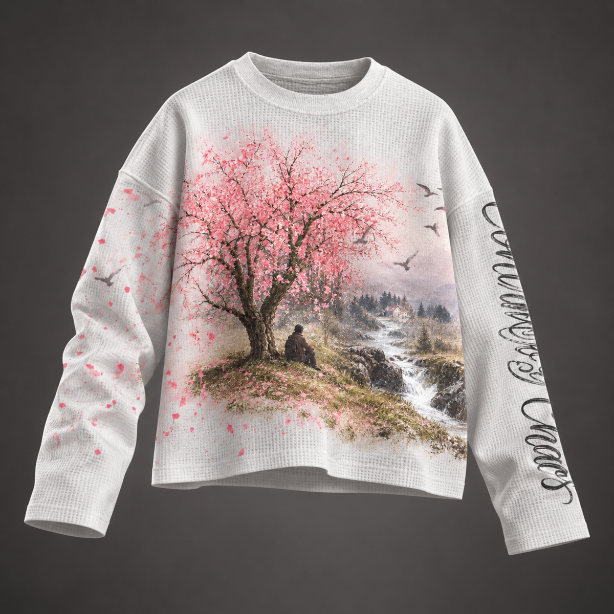SAKURA DREAMSCAPE WAFFLE SWEATSHIRT