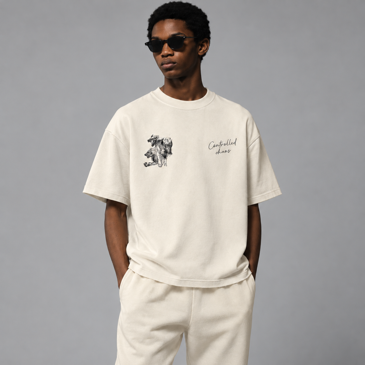 The Chaotic Wolf Tee - Off White