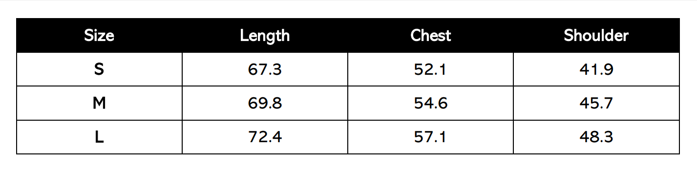 Size Chart (in cm)