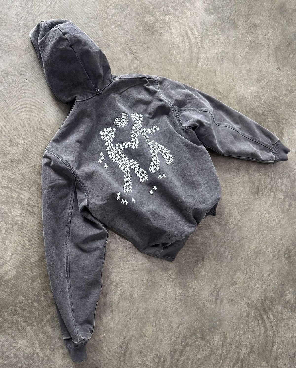 ARROW DISTRESSED ZIP-UP HOODIE