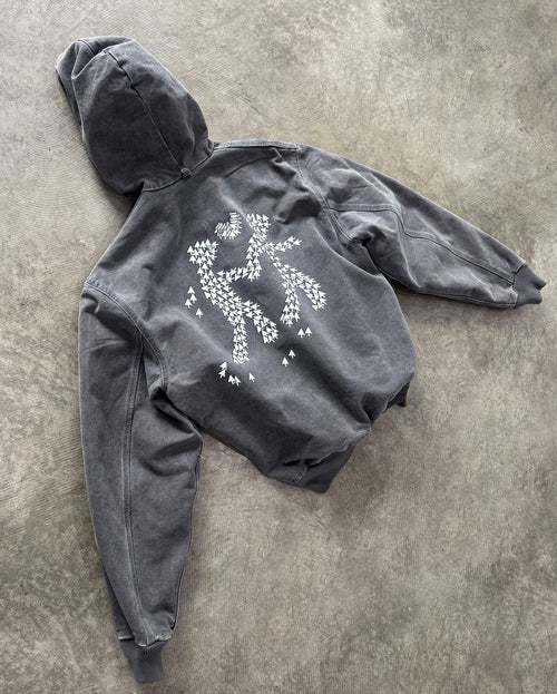 ARROW DISTRESSED ZIP-UP HOODIE