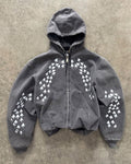 ARROW DISTRESSED ZIP-UP HOODIE